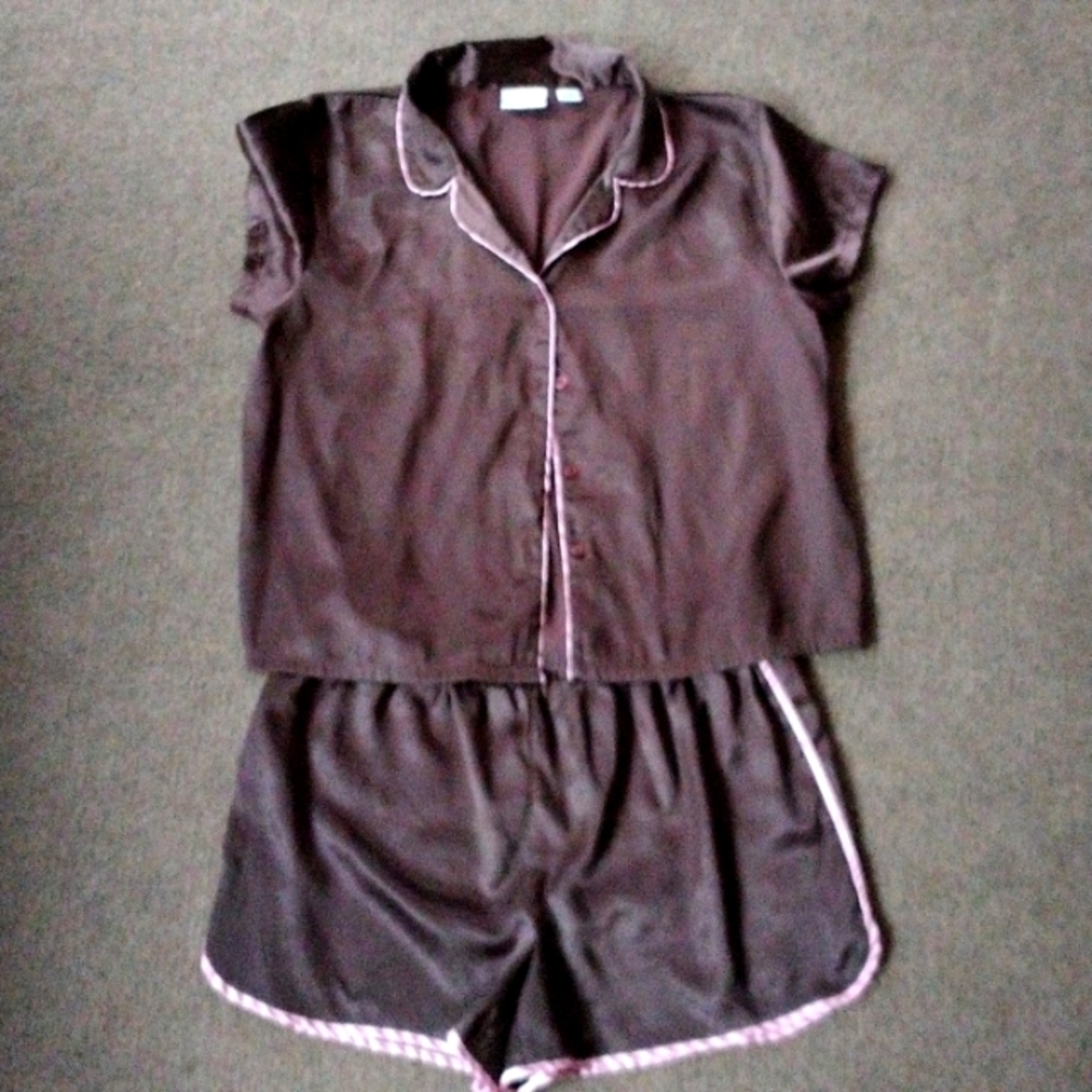 Large Chocolate and Pink Silky Night Set